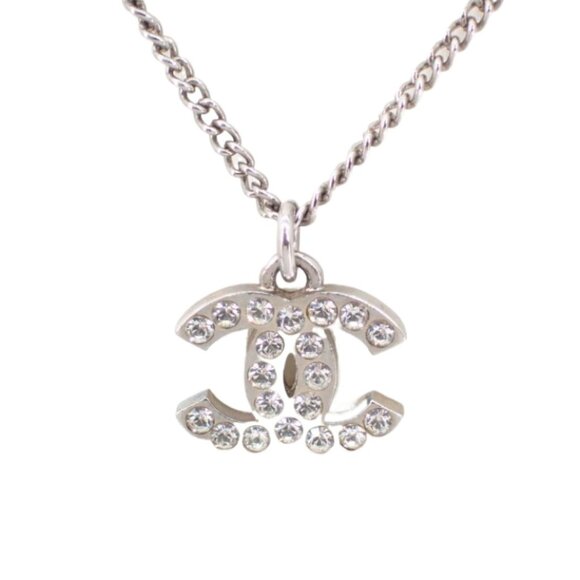 Chanel CC Rhinestone Silver Necklace  2654 - Picture 1 of 4